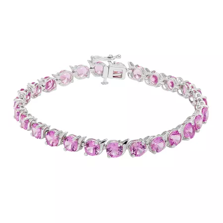 Sterling Silver Lab-Created Pink Sapphire Bracelet