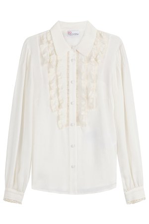 Silk Blouse with Lace Ruffle Trim Gr. IT 38