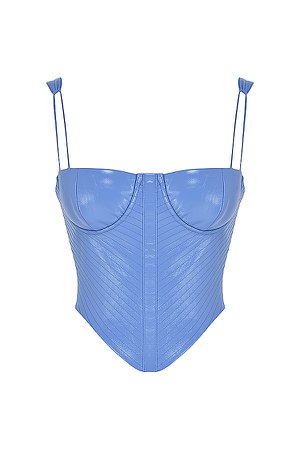 Clothing : Tops : 'Melissa' Cornflower Blue Vegan Leather Corset