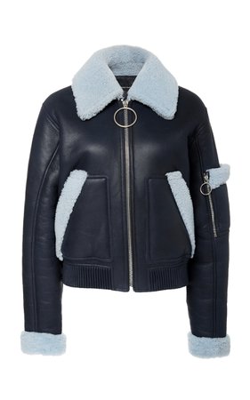 Collared Faux Leather Moto Bomber Jacket by Cédric Charlier | Moda Operandi