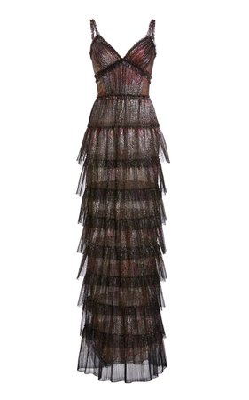 Metallic Tiered Gown by J. Mendel | Moda Operandi