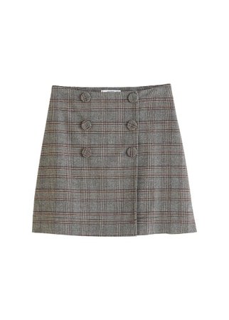 MANGO Buttoned checked skirt
