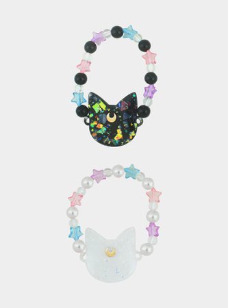Sailor Moon Luna & Artemis Star Bead Best Friend Bracelet Set