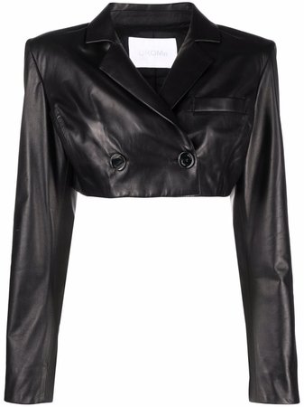 Shop Drome double-breasted cropped leather jacket with Express Delivery - FARFETCH