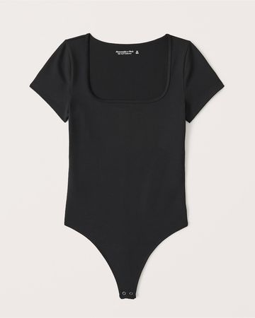 Black Women's Short-Sleeve Seamless Squareneck Bodysuit | Women's New Arrivals | Abercrombie.com