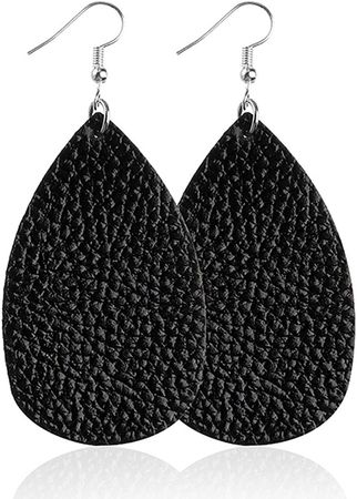 Amazon.com: ROSTIVO Leather Earrings for Women and Girls Teardrop Leather Earrings Simple Dangle Earrings (Black): Clothing, Shoes & Jewelry