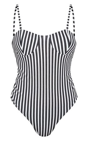 Monochrome Striped Strappy Bodysuit