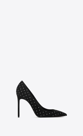 Saint Laurent ‎ANJA Pumps In Suede Decorated With Studs ‎ | YSL.com