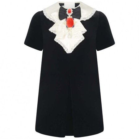 GUCCI Girls Black Velvet & Silk Dress - Girls Designer Dresses - Department - Girls Designer Clothes