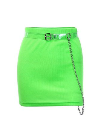 Neon green skirt w/ chain accessory