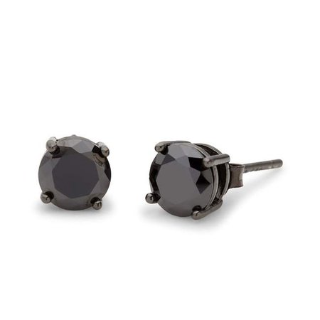 Men's 6mm Round Black CZ Stud Earrings | Eve's Addiction
