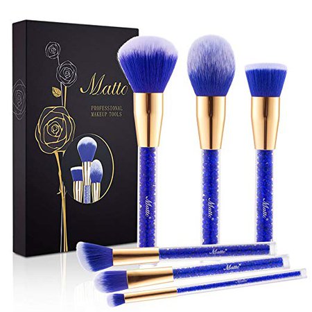 Amazon.com: Matto Face Makeup Brushes Sparkling Blue 6-Piece Makeup Brush Set with Acrylic Rhinestone Handles for Powder Mineral Foundation Blush Blending Brushes Best for Gift: Beauty