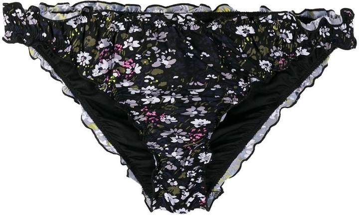 floral ruffle trim bikini bottoms
