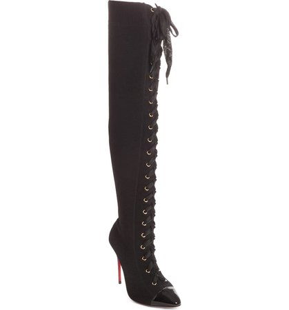 Christian Louboutin Frenchie Lace-Up Over the Knee Sock Boot (Women) | Nordstrom