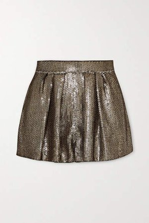 Sequined Crepe Shorts - Black