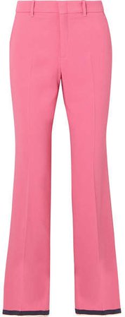 Cropped Grosgrain-trimmed Cady Bootcut Pants - Pink