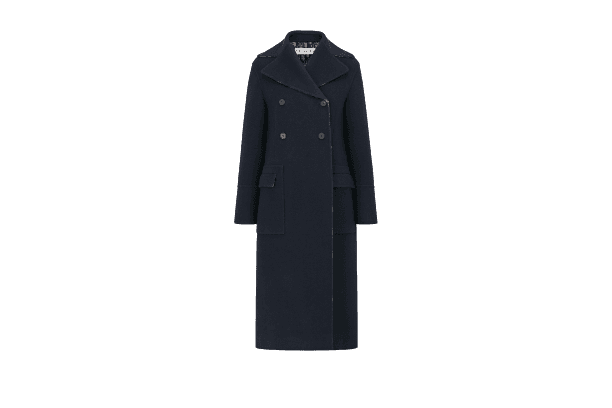 LONG COAT Navy Blue Double-Sided Wool