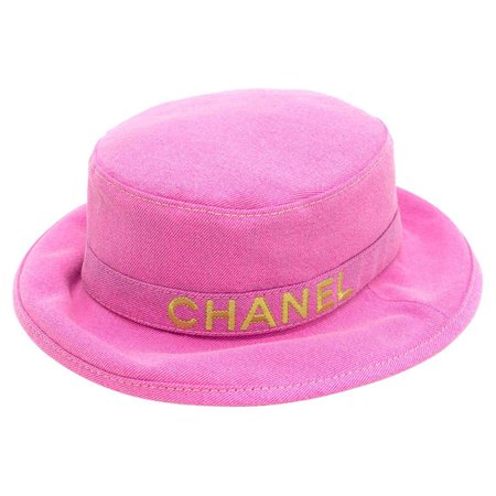 Chanel Pink Cotton Bucket Hat - Rare For Sale at 1stDibs