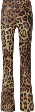Leopard-print Leather Flared Pants - Leopard print