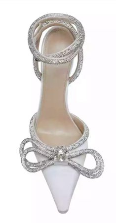 White satin rhinestone heels