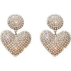 Amazon.com: Women Full Rhinestones Sparkling Crystal Heart Love Earrings Hand Chain Drop Dangle Earrings Jewelry for Women and Girls Bride Jewelry (Gold): Clothing, Shoes & Jewelry