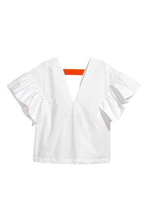 Bawełniana bluzka z falbaną - Biały - ONA | H&M PL