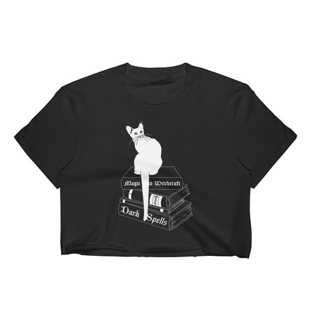 Gothic witchy cat crop top