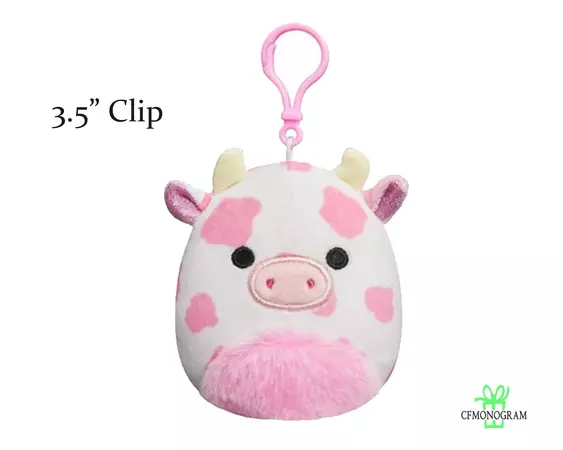 Squishmallow Clip Evangelica Cow Pink Cow 3.5 Inch