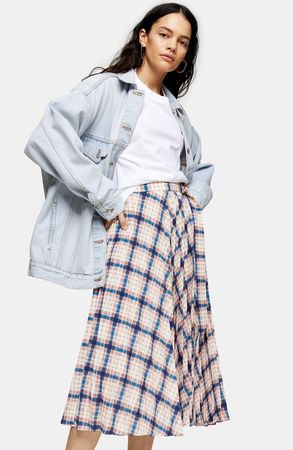 Topshop Plaid Pleated Midi Skirt | Nordstrom