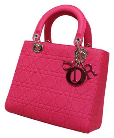 Dior Lady Dior Limited Medium Size Hot Pink Matte Calfskin Tote - Tradesy