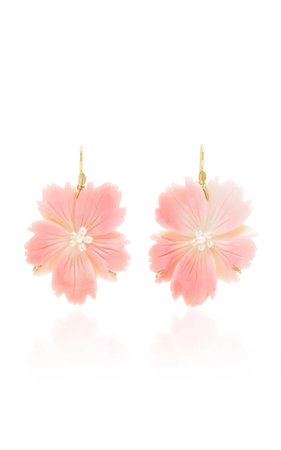 M'O Exclusive: Wild Rose Pink Conch Shell Earring by Annette Ferdinandsen | Moda Operandi