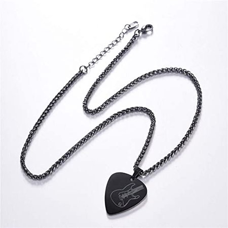 Guitar Pick Necklace with Adjustable Chain Black Plated Stainless Steel Music Jewelry Men Women Personalized Pendant Gift | Amazon.com