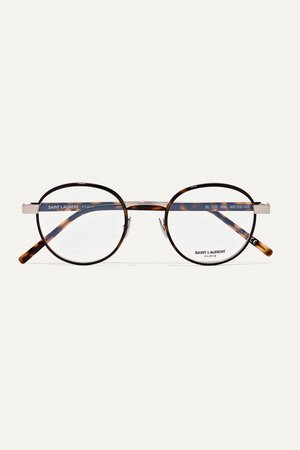 Tortoiseshell Round-frame tortoiseshell acetate and silver-tone optical glasses | SAINT LAURENT | NET-A-PORTER