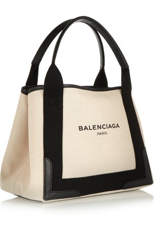 Balenciaga | Cabas leather-trimmed canvas tote | NET-A-PORTER.COM