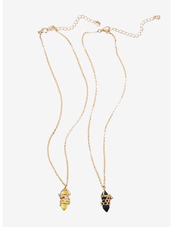 Yellow & Black Crystal Bee Best Friend Necklace Set