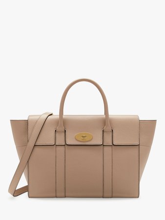 Mulberry Bayswater with Strap Small Classic Grain Leather Bag at John Lewis & Partners
