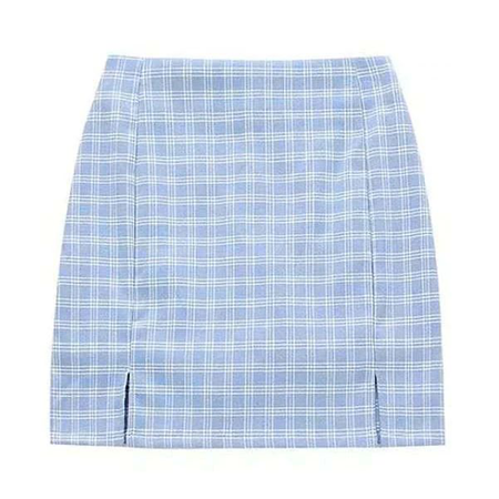blue mini skirt checkered