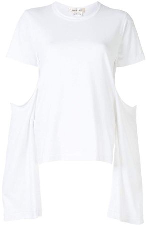 cut-out sleeve round neck T-shirt
