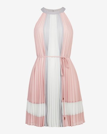 Contrast paneling pleated dress - Dusky Pink | Dresses | Ted Baker UK