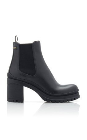 Leather And Rubber Platform Ankle Boots By Prada | Moda Operandi