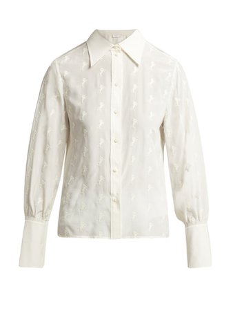 0 CLOSE SHOP THE LOOK CHLOÉ  Horse-embroidered silk-georgette blouse