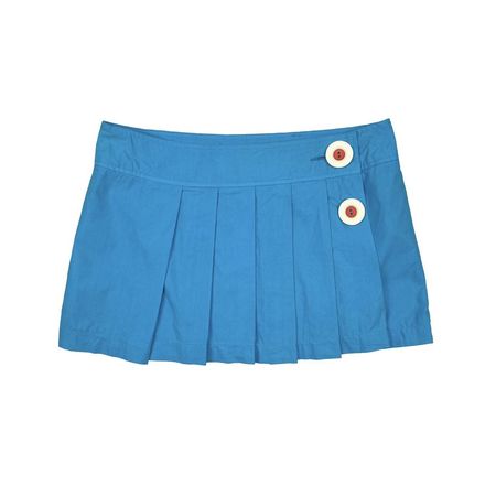 miss sixty blue white and orange buttons pleated mini skirt retro vibes