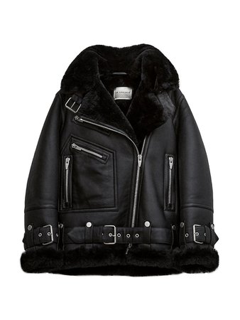 The Arrivals Moya Leather & Dyed Shearling Coat