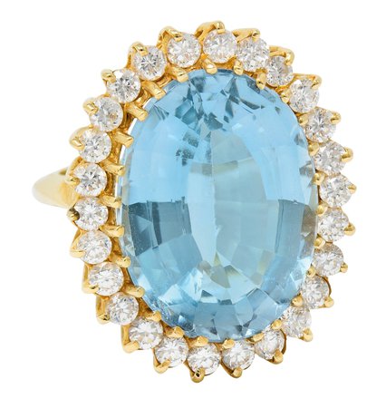 19.45 CTW Blue Topaz Diamond 14 Karat Gold Cluster Ring | Wilson's Estate Jewelry
