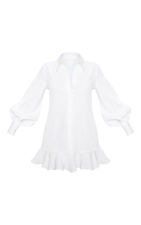 White Frill Hem Shirt Dress | Dresses | PrettyLittleThing USA