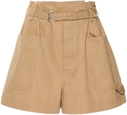 Ike Belted Cotton-Gabardine Shorts Size: 34