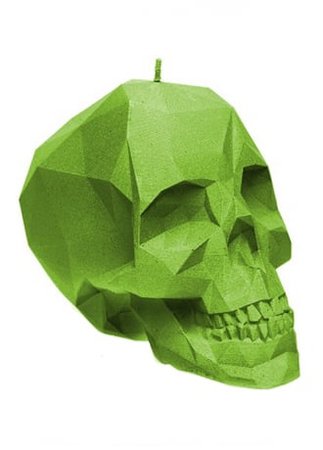 Small Lime Poly-Skull Candle