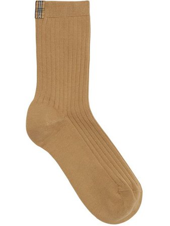 Burberry Check Detail Cotton Blend Socks