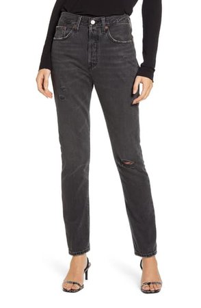 Levi's® 501® Ripped High Waist Skinny Jeans (Black Mail) | Nordstrom