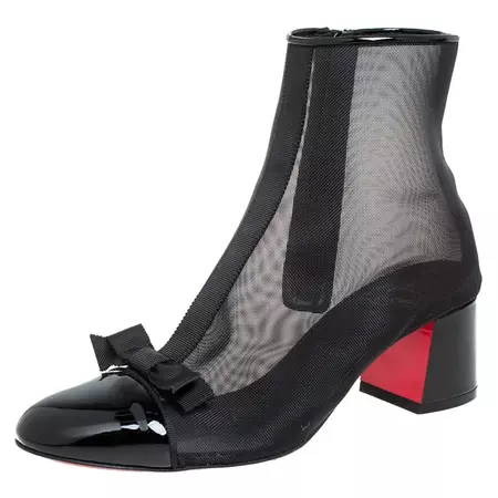 Christian Louboutin Black And mesh Patent leather Checkypoint Ankle Boots